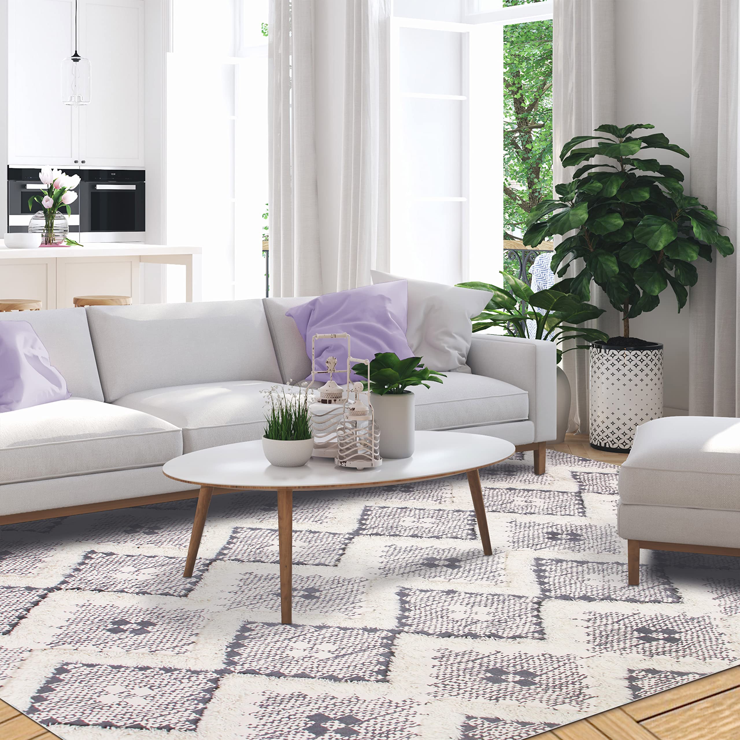 Premium Hand-Tufted Talluah Area Rug 5' x 8' Dove Grey - Soft Indoor Printed Rug for Bedroom & Living Room Decor - Perfect for Cozy Home Aesthetics and Modern Interior Design