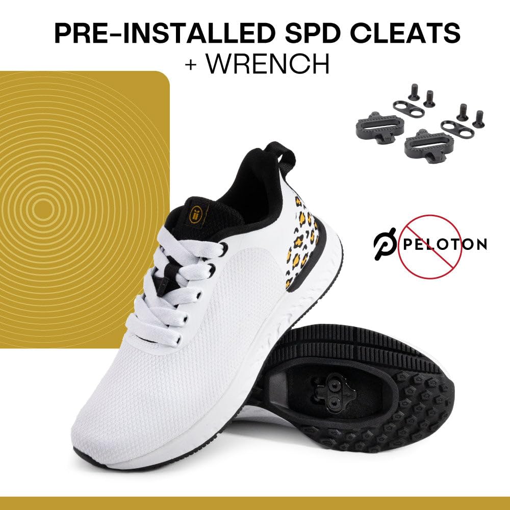 Tommaso Women's SPD Cycling Shoes - Indoor & Outdoor Bike Shoes with Cleats - Comfortable Walkable Design for Peloton & Road Cycling - Perfect for Commuting, Spinning Classes & Fitness Training
