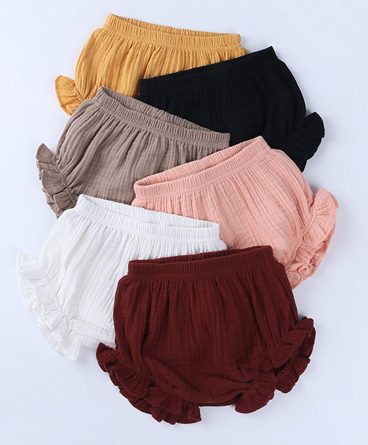 **Toddler Baby Girls Cotton Ruffles Shorts - Soft Bloomer Diaper Cover - Candy Color Summer Clothes for Playtime & Outfits**
