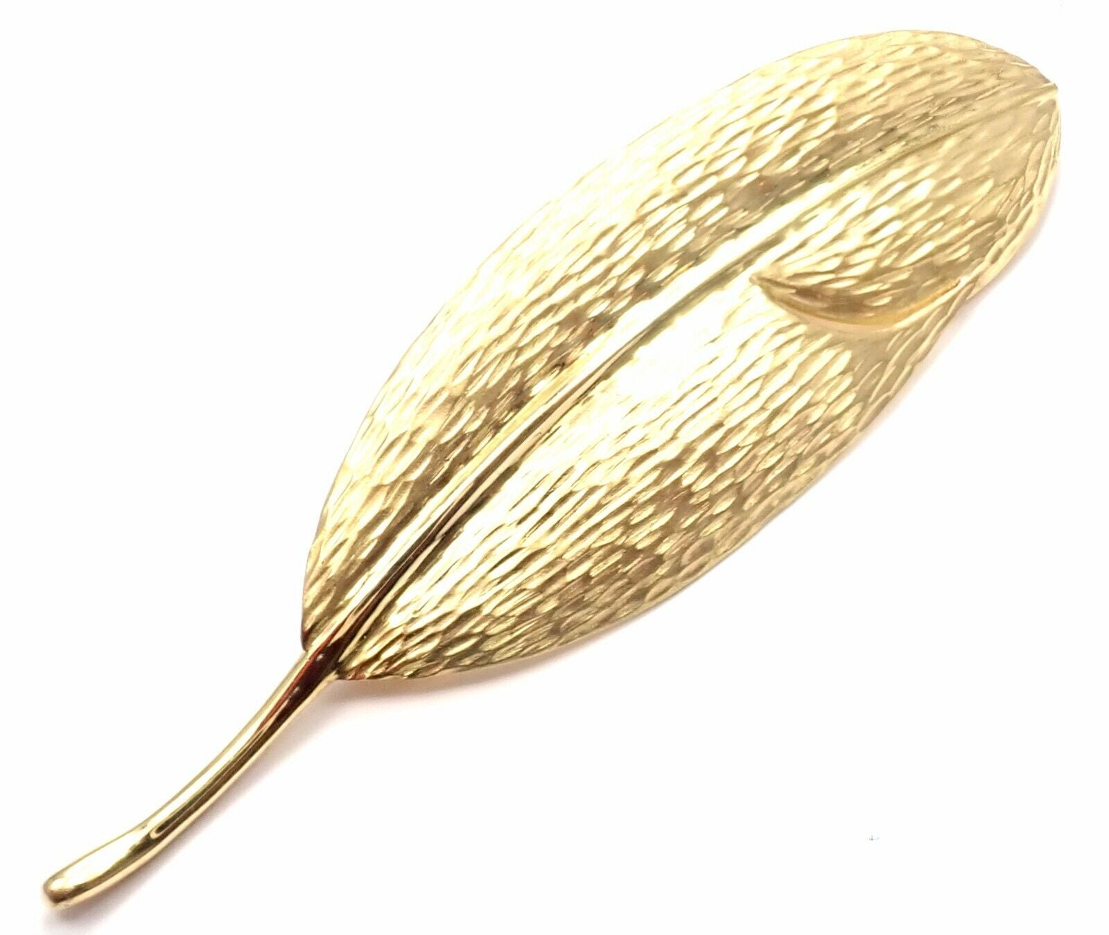 Authentic Tiffany & Co Angela Cummings 18K Yellow Gold Leaf Pin Brooch - Elegant Jewelry for Women, Perfect for Weddings, Parties & Special Occasions