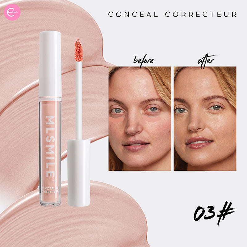 MLSMILE Concealer Corrector - Full Coverage Liquid Makeup for Dark Circles & Blemishes - Perfect for Everyday Wear & Special Occasions