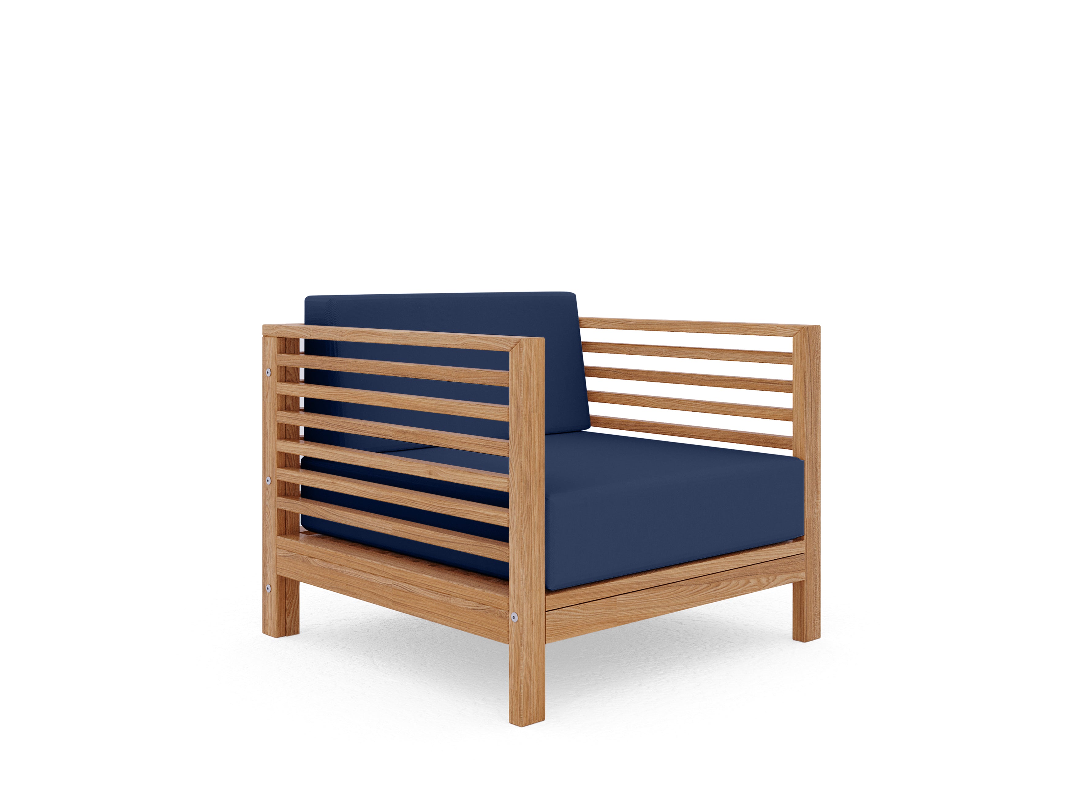 Premium Sylvie 2-Piece Teak Outdoor Lounge Set with Waterproof Sunbrella Navy Cushions - Patio Furniture for Poolside, Garden & Backyard Relaxation