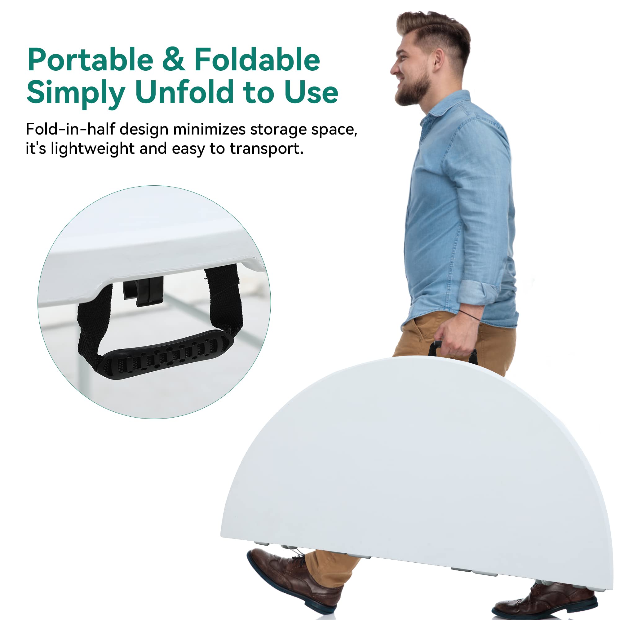 YITAHOME 48 Inch Round Folding Table - Heavy Duty Portable Table with 1.57