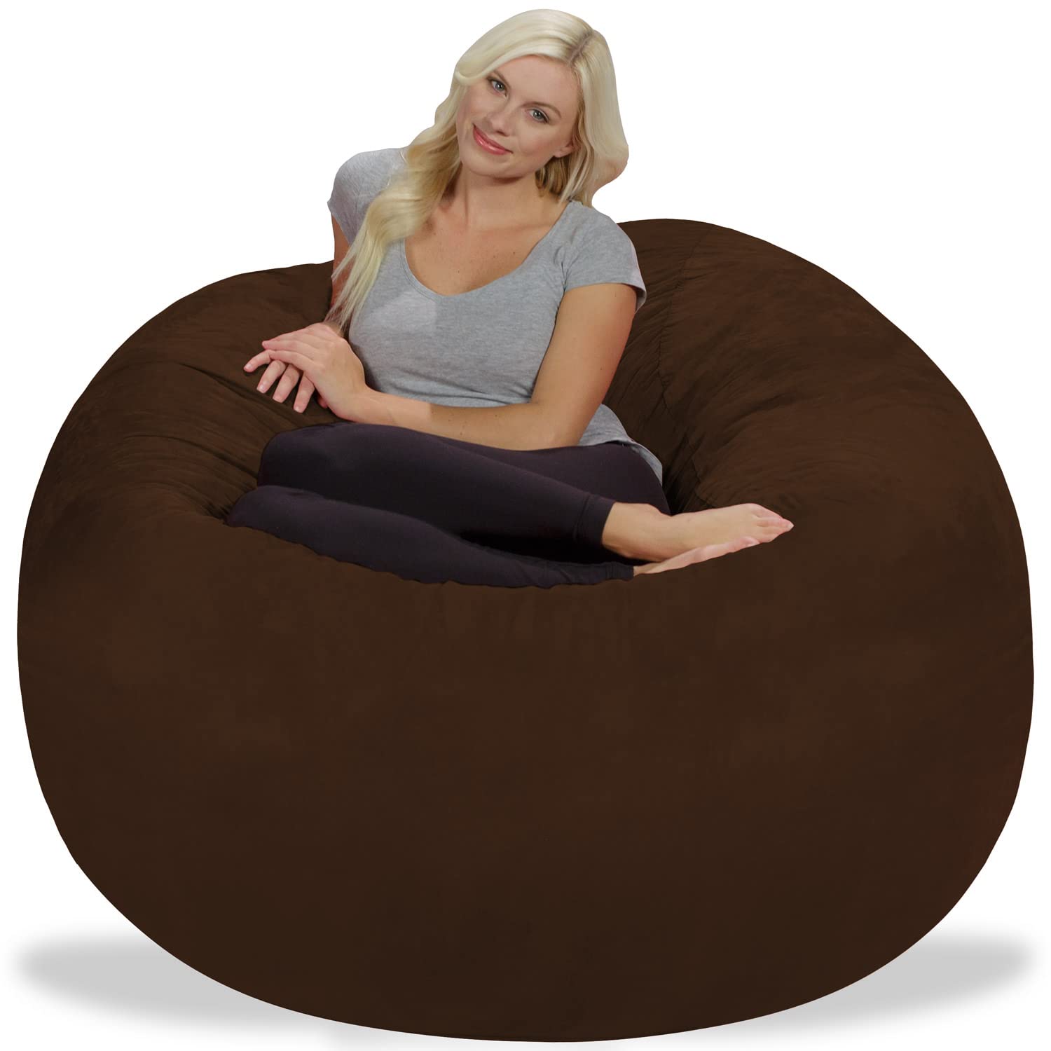 Chill Sack 5' Giant Memory Foam Bean Bag Chair - Ultra Soft Microfiber Cover (Brown) - Perfect for Living Rooms, Game Rooms & Dorm Lounging
