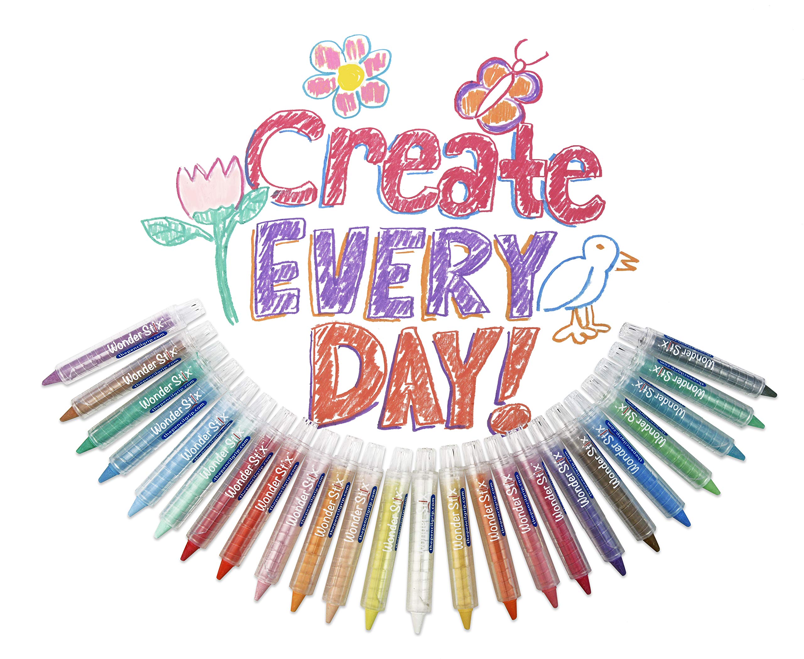Wonder Stix Dustless Chalk Crayons - 24 Pack Pastel Colors | Non-Toxic, No Mess Art Supplies for Kids | Perfect for Sidewalk Drawing, Classroom Activities & Home Crafts