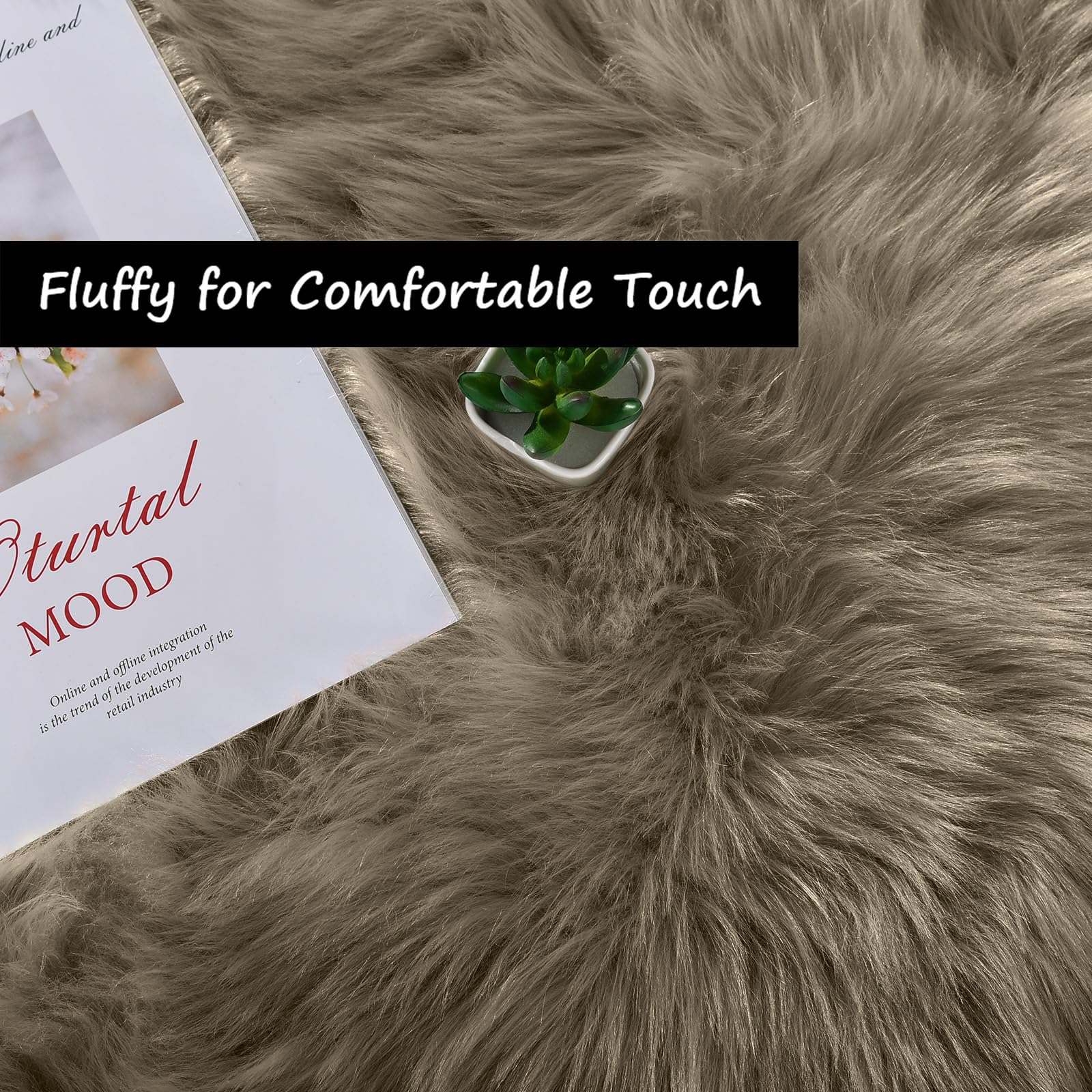 Goolela 6ft Round Faux Fur Area Rug - Light Brown Beige Fluffy Shaggy Rug, Machine Washable Soft Floor Rug for Living Room & Bedroom | Cozy Home Decor, Perfect for Lounge Spaces and Kids Play Areas