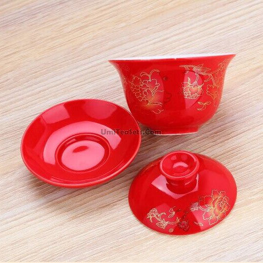 Chinese Peony Porcelain Gaiwan - Traditional Handmade Tea Set for Gongfu Brewing | Perfect for Loose Leaf Tea Ceremony, Home Decor & Gift Giving