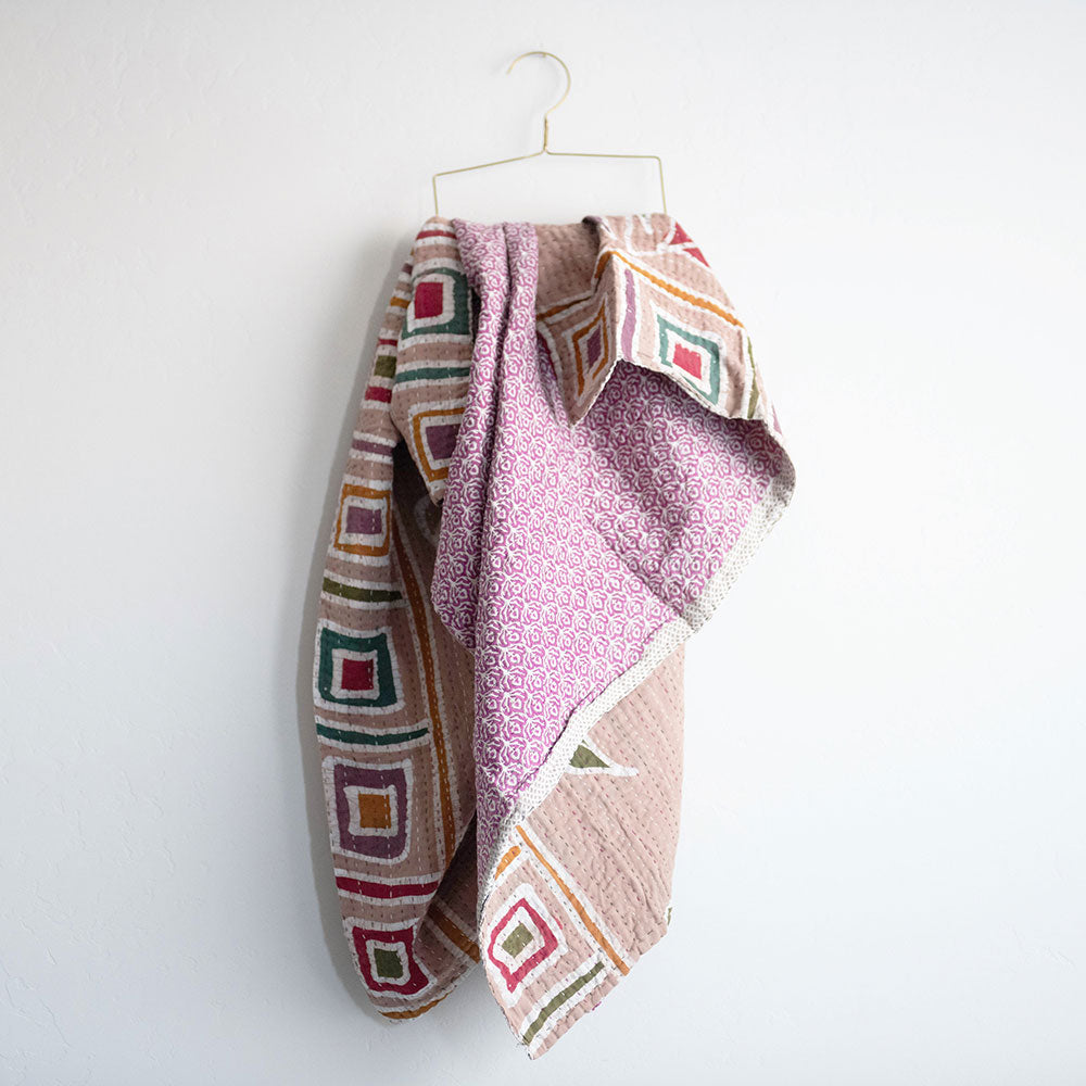 Soft Kantha Baby Blanket CB9081 - Handmade Cotton Swaddle Blanket for Newborns & Infants | Perfect for Nursery, Stroller, and Gift Giving