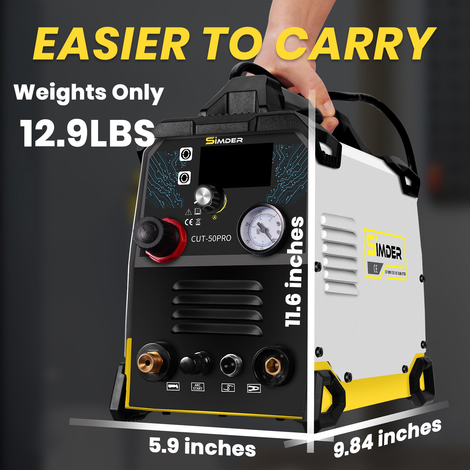 SSIMDER CUT 50 PRO Pilot Arc Plasma Cutter - 50A Industrial Metal Cutting Tool for Steel, Iron, Aluminum | Perfect for DIY Projects, Automotive Repair & Metal Fabrication