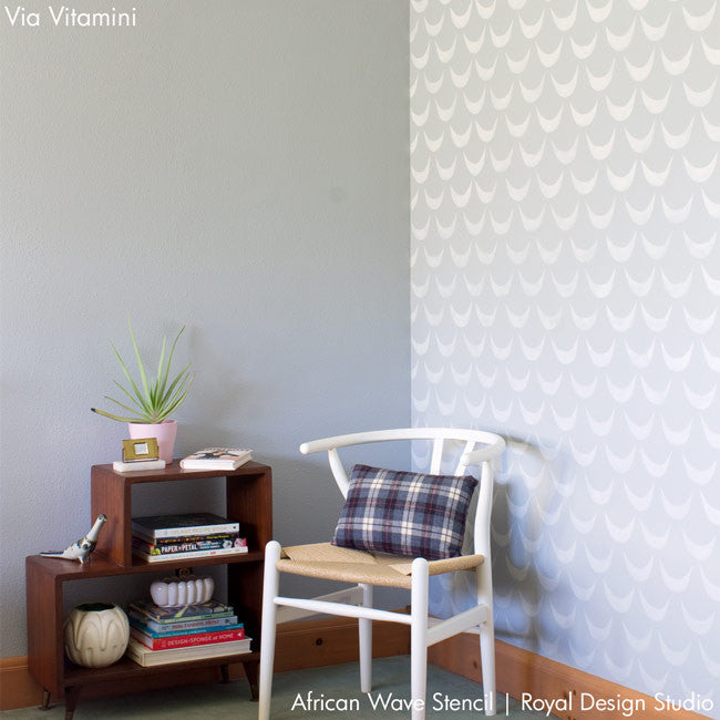 African Wave Wall Stencil - DIY Home Decor Painting Template for Tribal & Boho Style Rooms | Perfect for Bedroom, Nursery, and Living Room Accent Walls