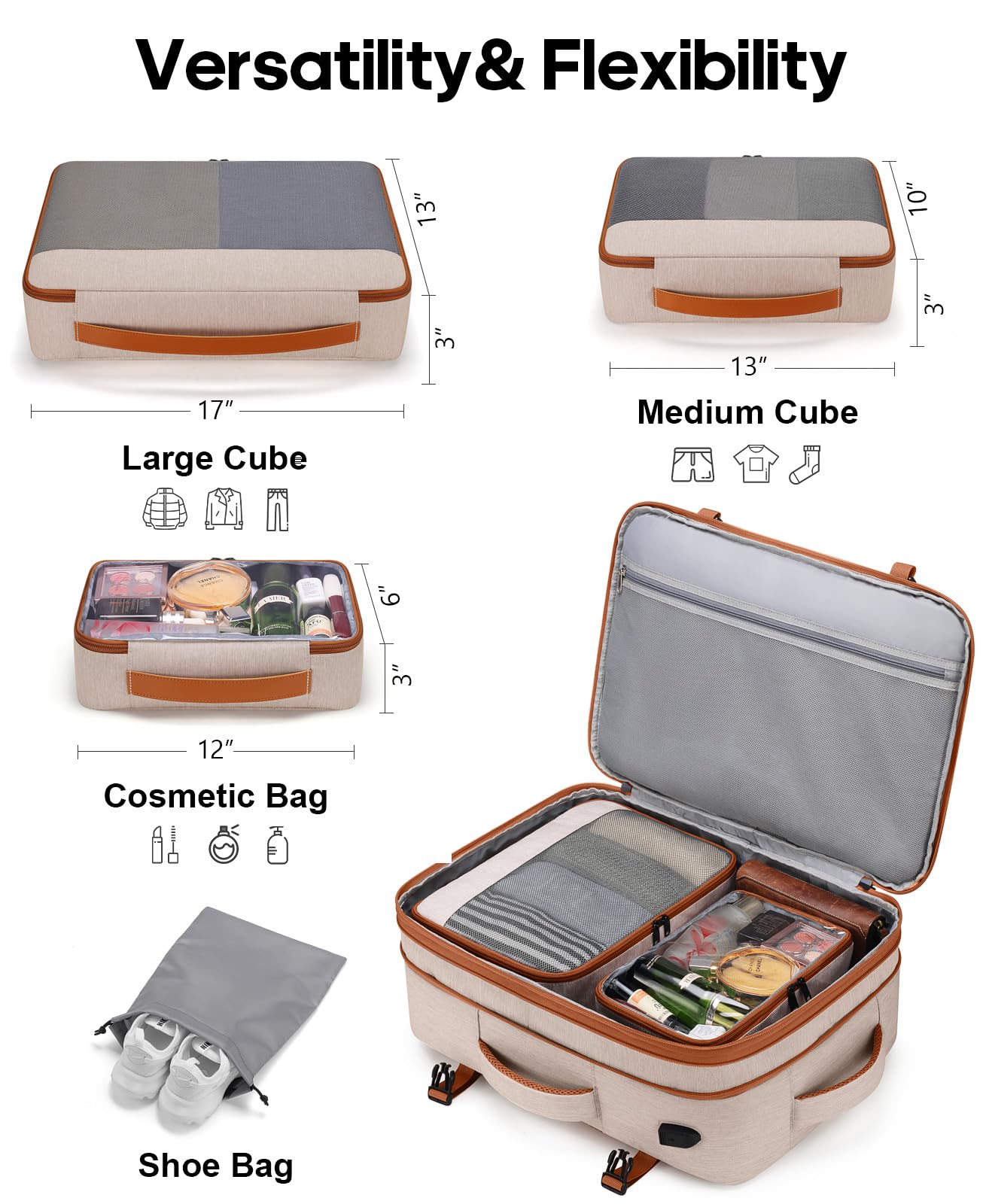 Bagsure 42L Expandable Travel Backpack - Flight Approved Carry-On & Laptop Bag for Business Trips