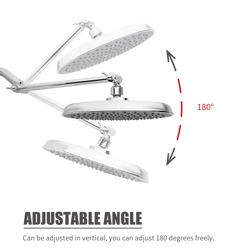 11 Inch Adjustable Shower Arm Extension with Lock Joints - Polished Chrome Brass Shower Head Extension for Handheld & Rainfall Showerheads - Perfect for Bathroom Renovation & Spa-Like Shower Experience