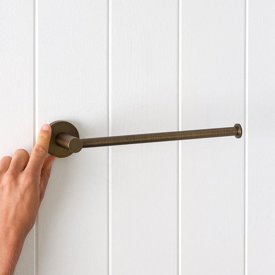 Antique Brass Hand Towel Holder for Bathroom - Sydney Style Wall Mounted Towel Rack for Kitchen & Bathroom Decor