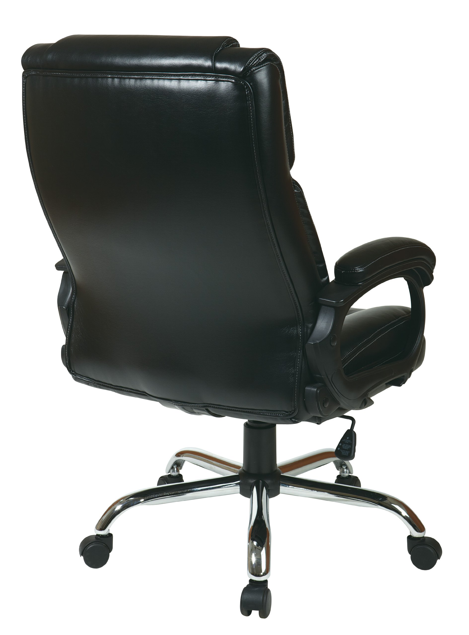 Office Star EC Series Executive Bonded Leather Big & Tall Office Chair - 350 lb Weight Capacity, Adjustable Height, Padded Loop Arms & Chrome Base - Black - Perfect for Home Office, Conference Rooms & Executive Suites