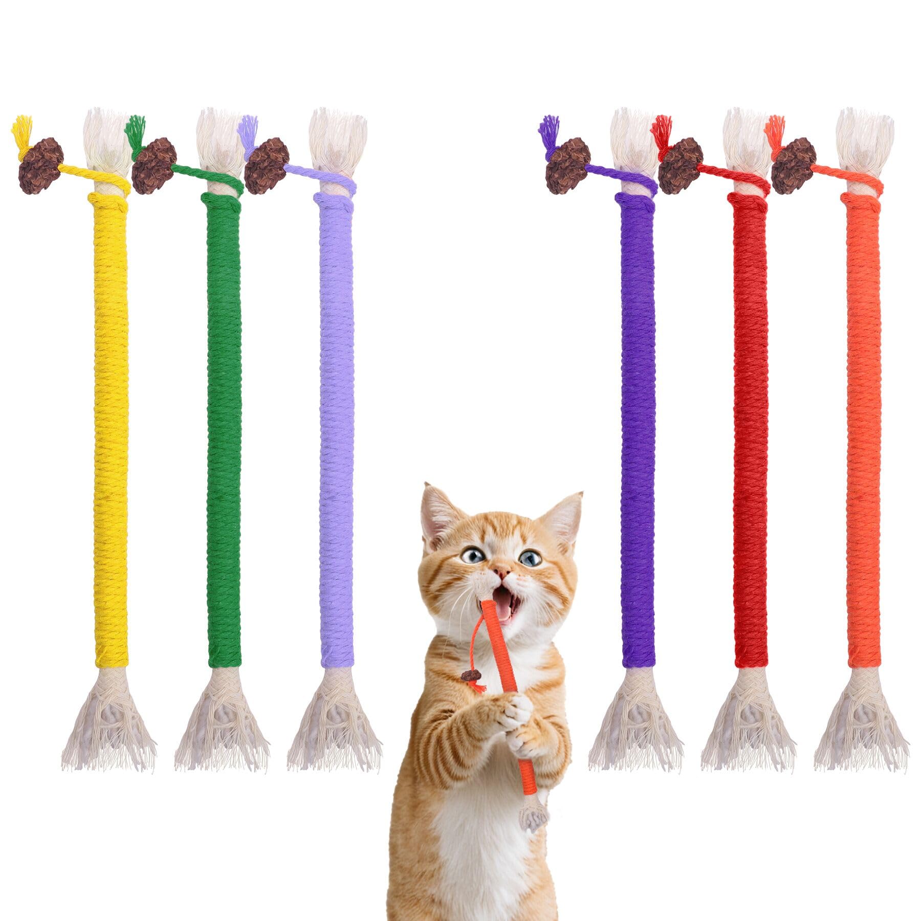 SEVENKA 6 Pack Silvervine Cat Toys for Teeth Cleaning - 7.87in/20cm Catnip Chew Toys, Interactive Kitten Toys for Indoor Cats - Perfect for Playtime & Dental Health