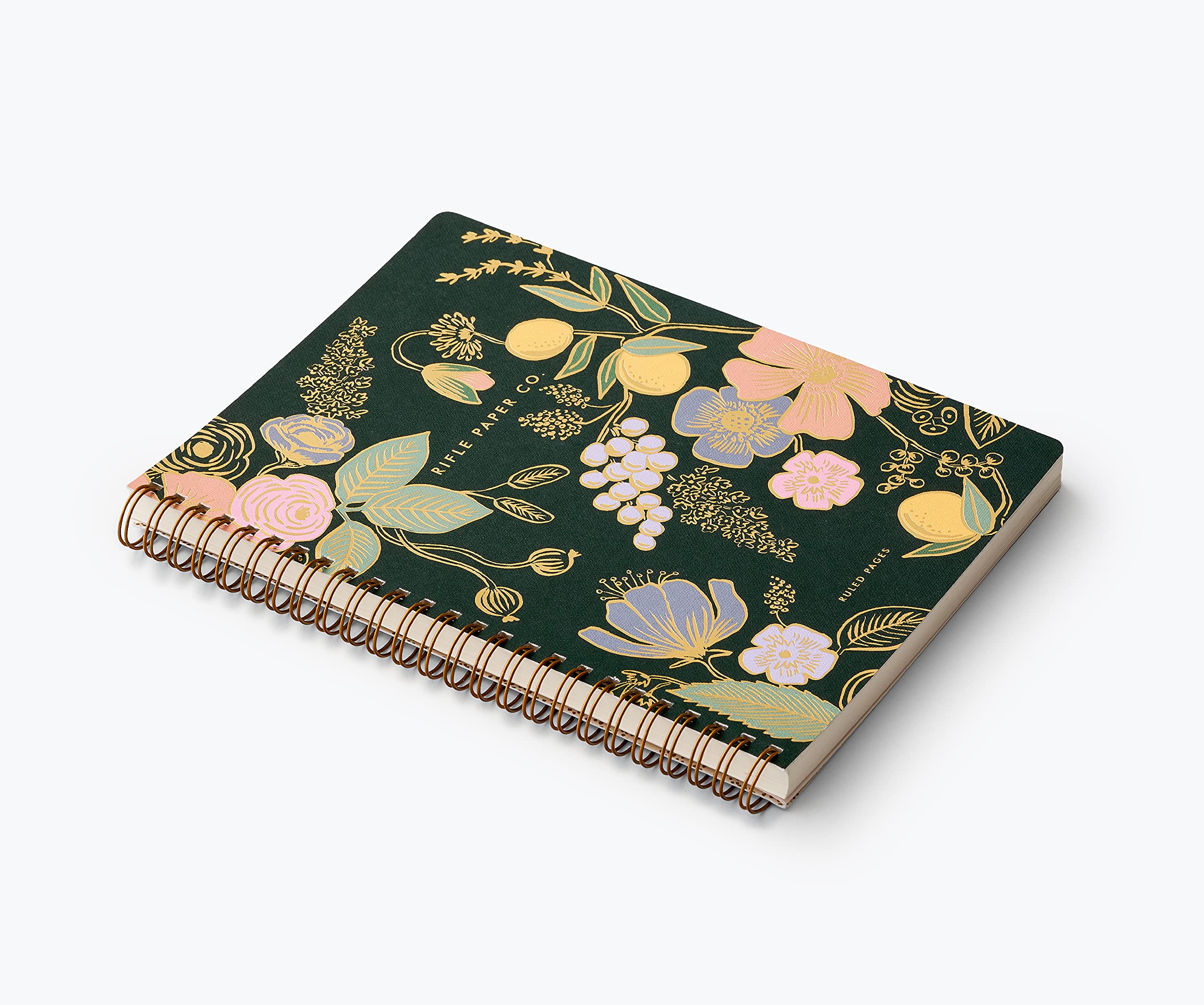 Rifle Paper Co. Colette Spiral Notebook - 150 Page Lined Journal with Inner Pocket, Gold Foil Cover, 8.25x6.25 Inches - Perfect for Writing, Note Taking, Gift Giving & Daily Planner
