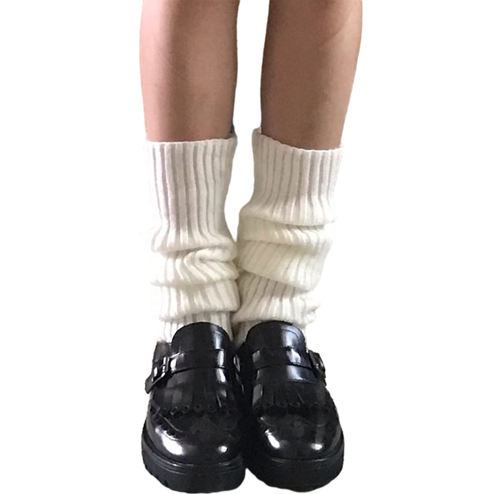 Japanese Style Kawaii Crochet Wool Leg Warmers for Women & Girls - Soft Loose Knit Knee High Boot Stockings - Perfect for Winter Fashion, Cosplay & Casual Outfits