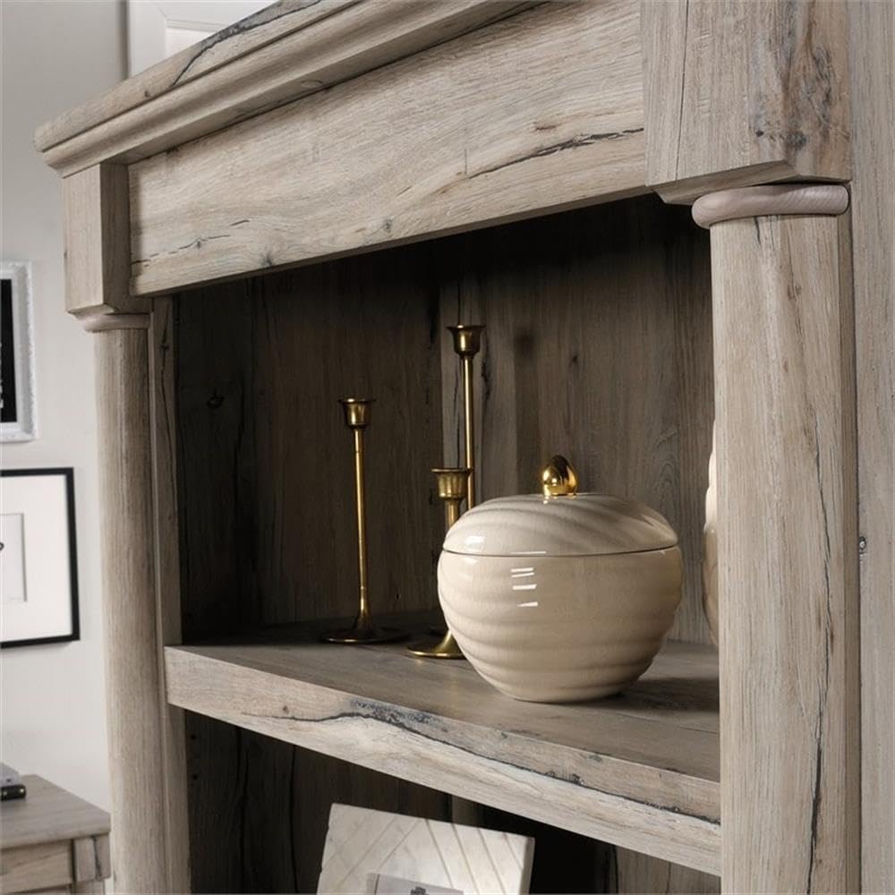 Pemberly Row Engineered Wood and Metal 3-Shelf Bookcase in Split Oak - Stylish Storage for Books, Decor & Office Supplies | Perfect for Living Room, Bedroom or Home Office