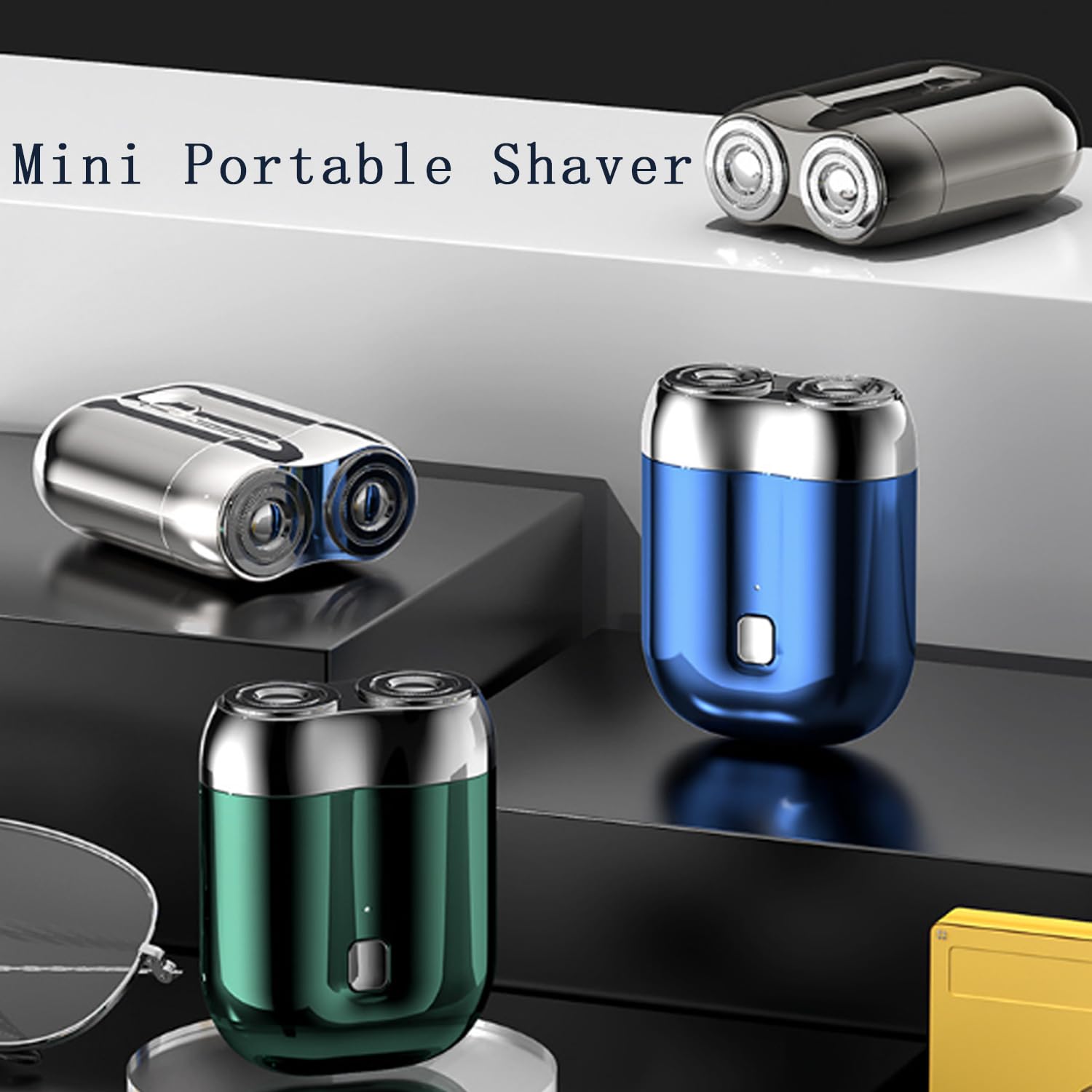 2025 New Mini Dual-Head Electric Shaver - Pocket Size USB Rechargeable & Washable Unisex Shaver for Men & Women with Travel Brush (Silver) | Perfect for Travel, Gym & Daily Grooming