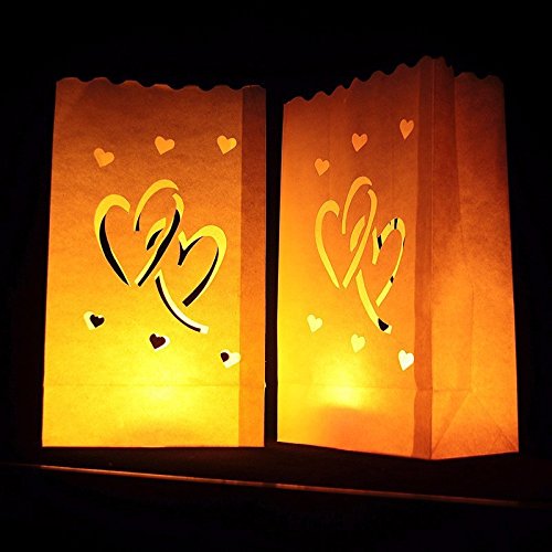 Fascola 20-Pack Heart Paper Lanterns for Wedding & Beach Decor