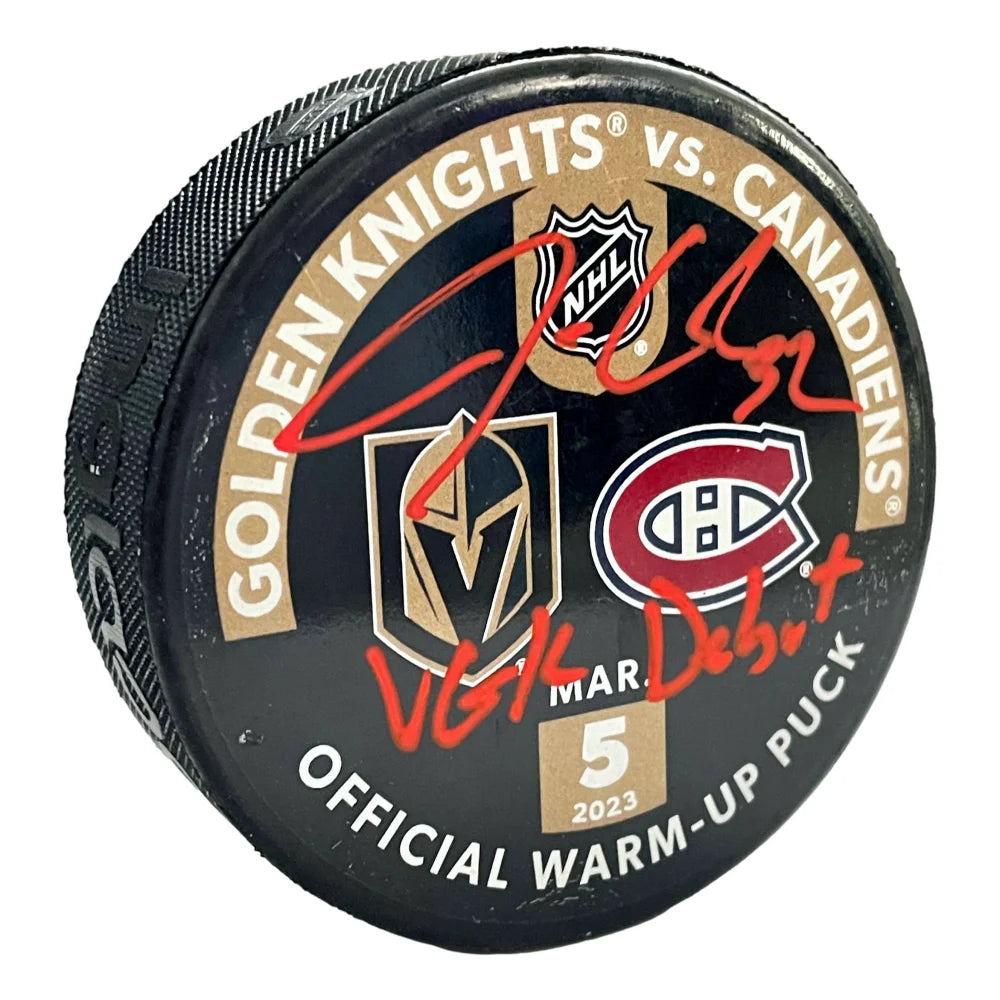 Jonathan Quick Signed Vegas Golden Knights Game Used Debut Puck - March 5, 2023 - COA IGM Authenticated Autograph - Collectible Hockey Memorabilia - Perfect for Sports Fans and Memorabilia Collectors - Great for Display in Man Cave, Sports Room, or Office Decor