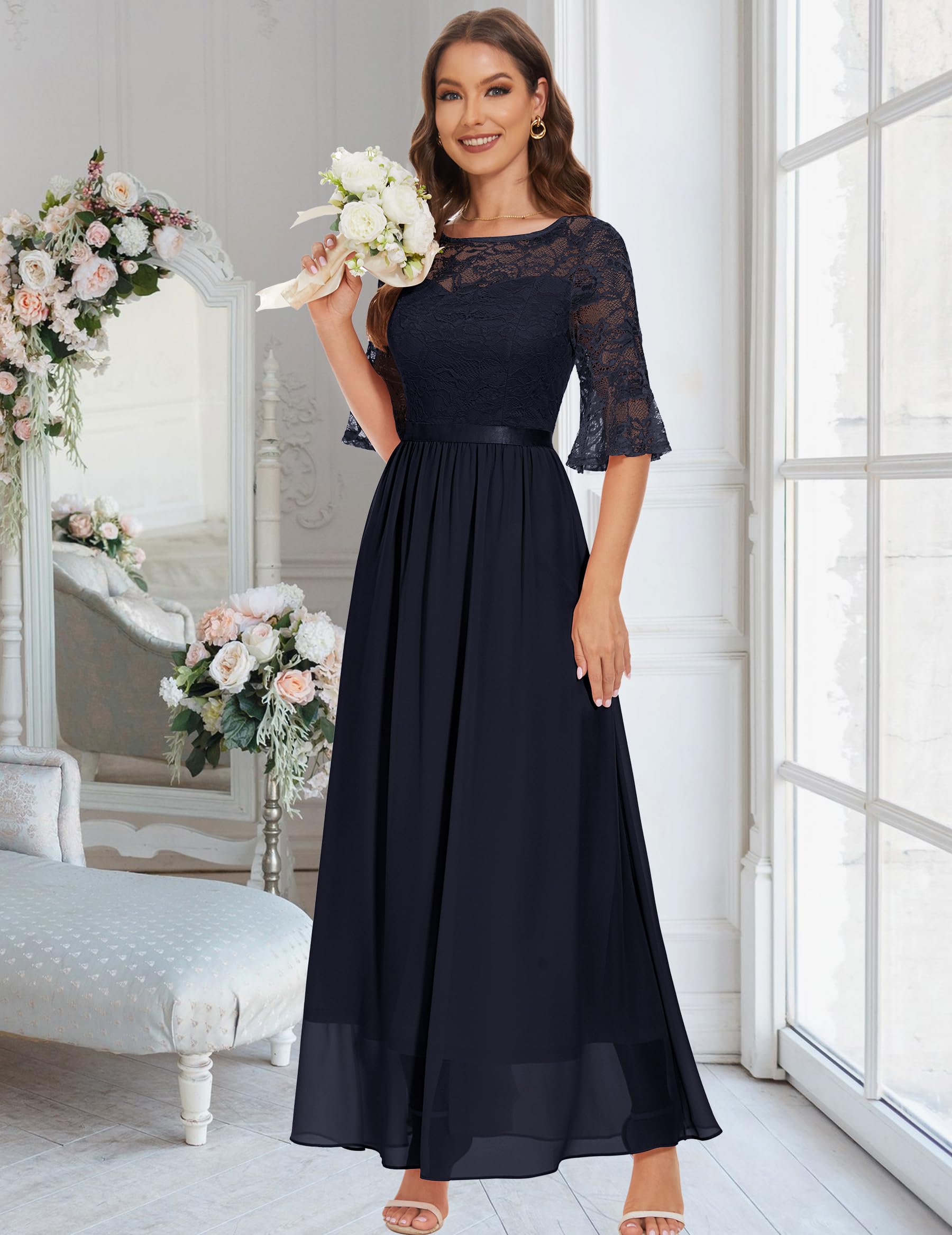 Wedtrend Women's Formal Maxi Dress 2024 - Elegant Bell Sleeve Wedding Guest & Bridesmaid Gown for Evening Parties, Prom, Cocktail Events