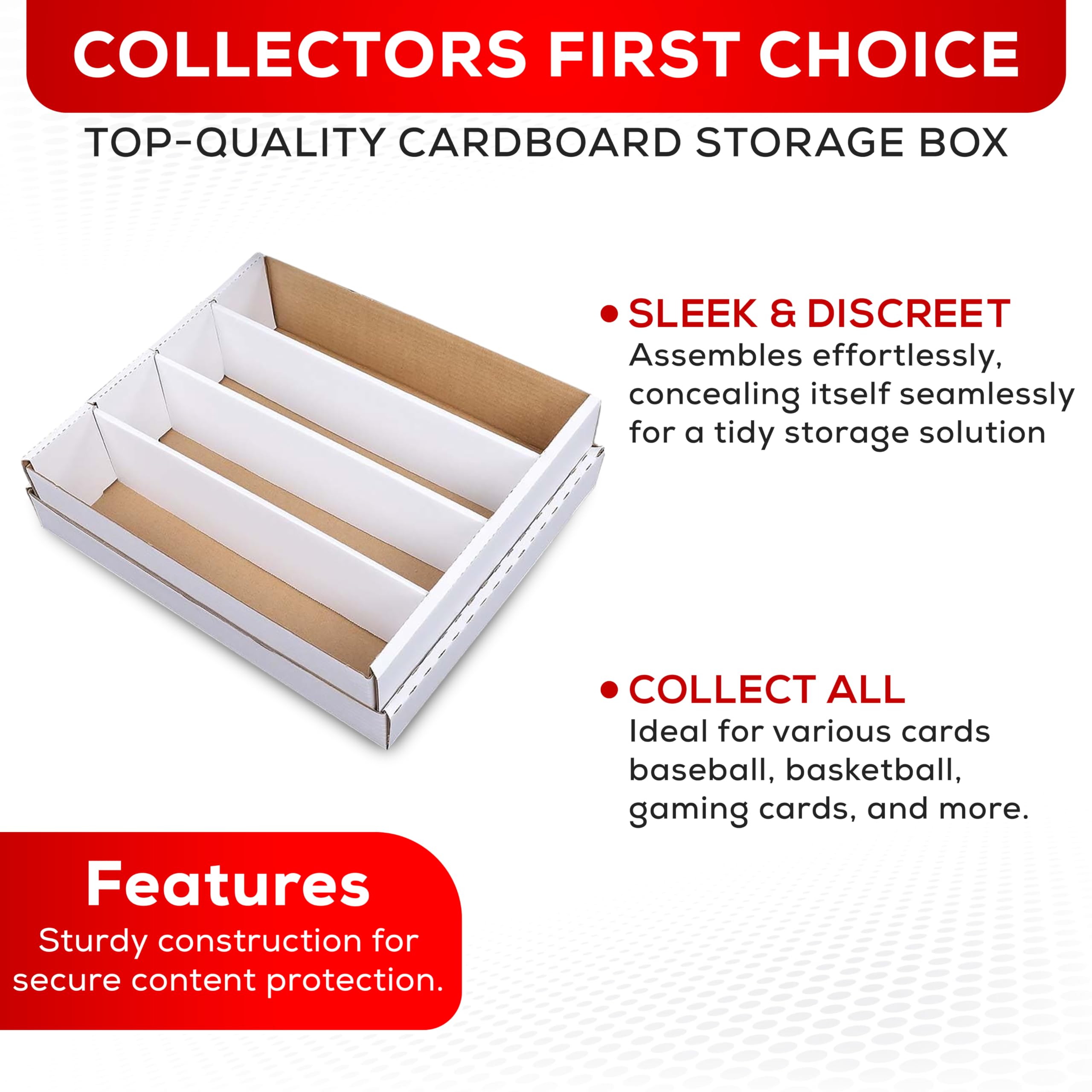 Premium 3200-Count Heavy Duty Trading Card Storage Box - 4 Row Organizer with 200LB Strength - Perfect for Football, Basketball, Baseball & Gaming Cards Collection - Made in USA - Ideal for Collectors, Card Shops & Home Organization
