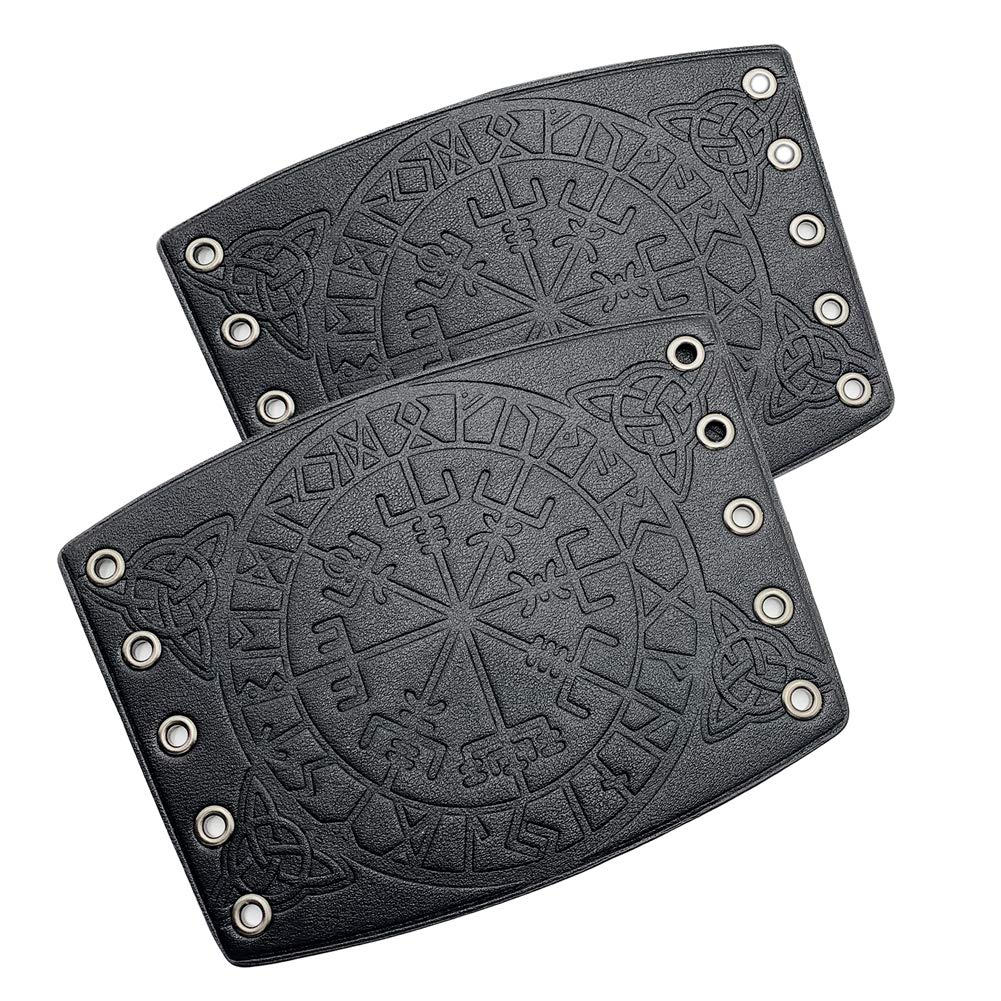 Viking Leather Bracers Armor Set - Medieval Leather Arm Guards for Men & Women - 2 Pack Handmade Leather Wrist Cuffs - Perfect for LARP, Cosplay, Renaissance Fairs & Viking Reenactments