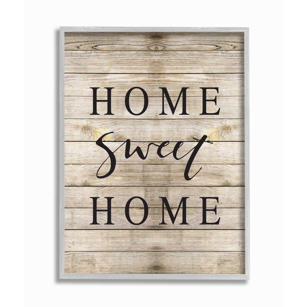 Sweet Home Family Typography Gray Framed Wall Art - 16x20 Multi-Color Canvas Print for Living Room, Bedroom & Office Decor | Stupell Home Décor Collection