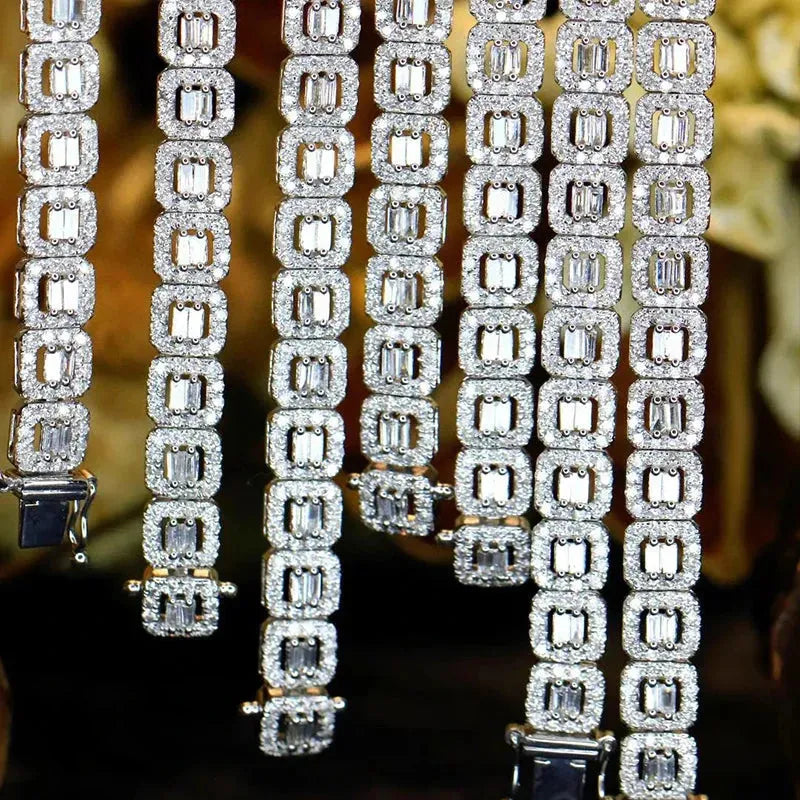 18K Gold Real Diamond Bracelet for Women - 3.5ct Square Luxury Wedding Jewelry | Elegant Engagement Party Gift for Her | Perfect for Anniversaries, Date Nights & Special Occasions