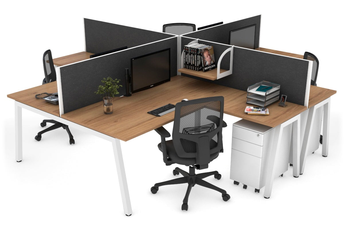 Quadro A Legs 4-Person Corner Workstation Desk - 1600L x 1800W with Cable Management - Modern Office & Home Workspace Solution for Professionals