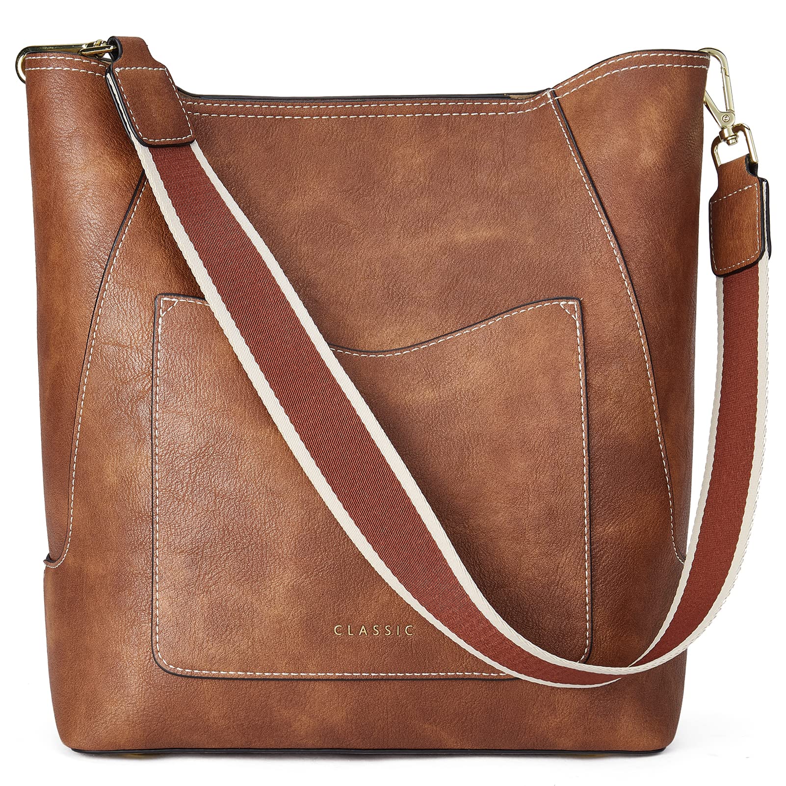 BROMEN Women's Leather Bucket Bag - Stylish Crossbody Hobo Purse for Everyday Use | Perfect for Work, Travel & Casual Outings