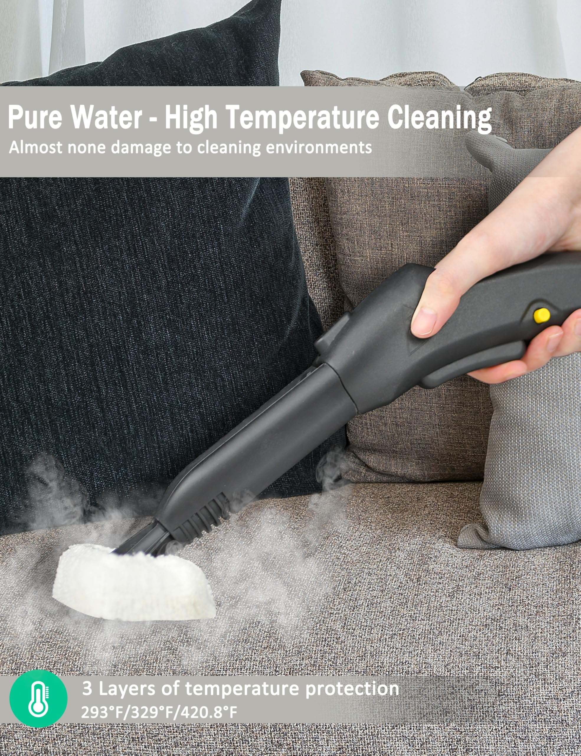 Powerful Portable Steam Cleaner for Home & Car - 1.5L Capacity, 19 Accessories, Quick Heating in 5 Mins - Multi-Surface Cleaner for Floors, Tiles, Carpets, Upholstery - Perfect for Deep Cleaning Kitchens, Bathrooms & Auto Detailing