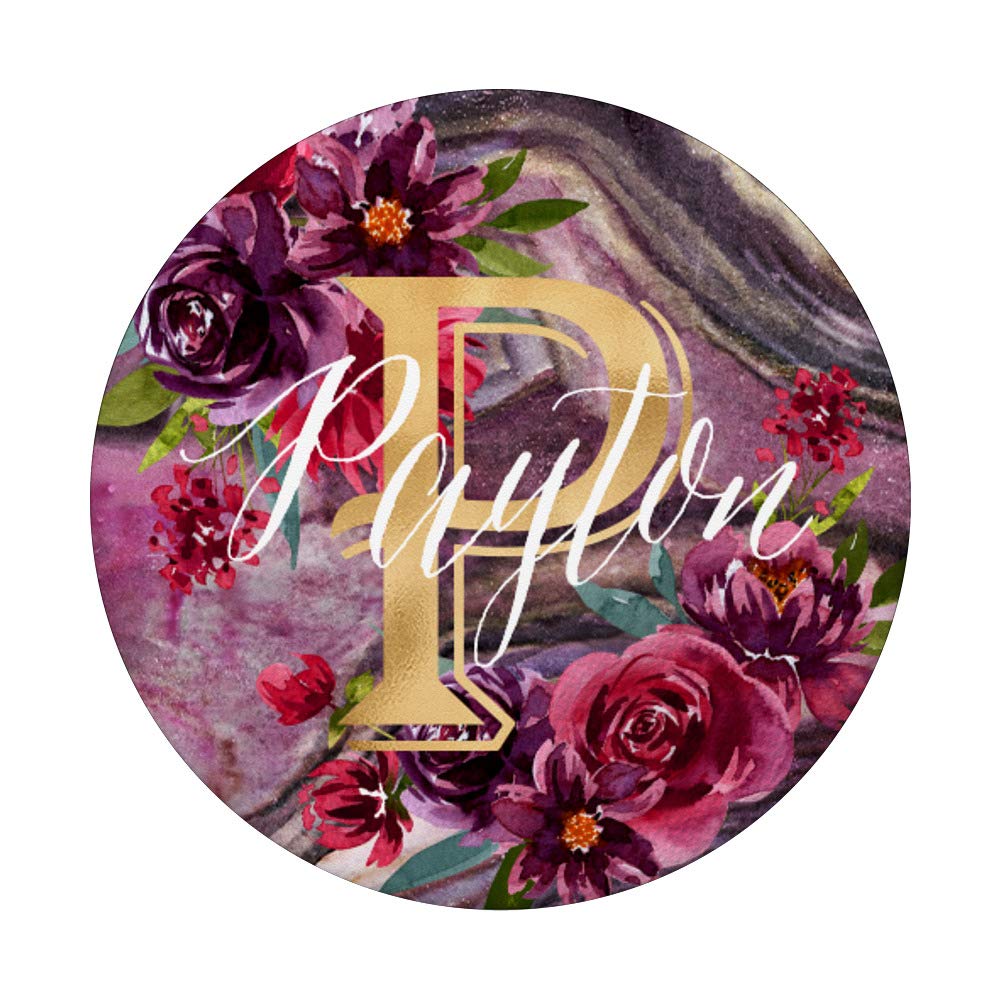 Payton Initial P Monogram Rose Floral Purple Marble Phone Case - Stylish Protective Cover for iPhone & Samsung, Perfect Gift for Women & Girls