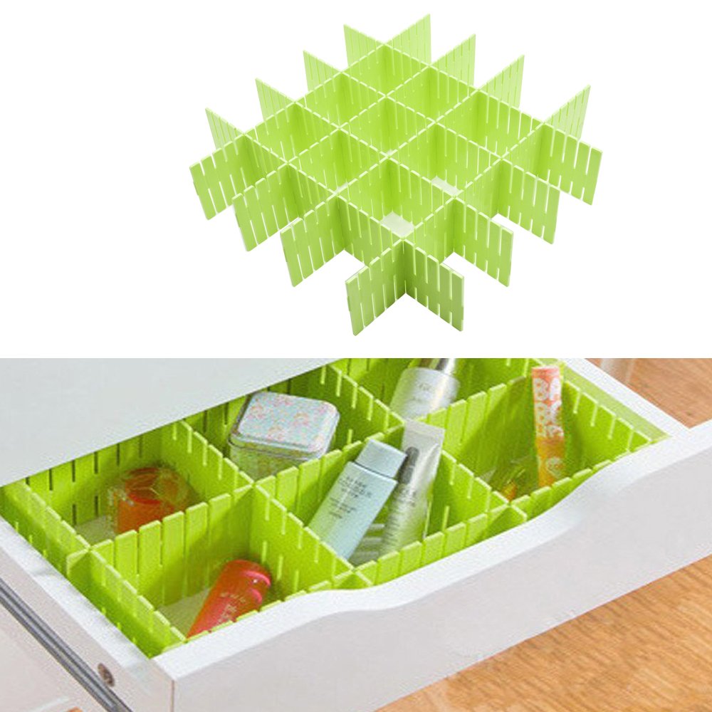 8pcs Adjustable Drawer Organizers for Closet, Office & Kitchen - Green