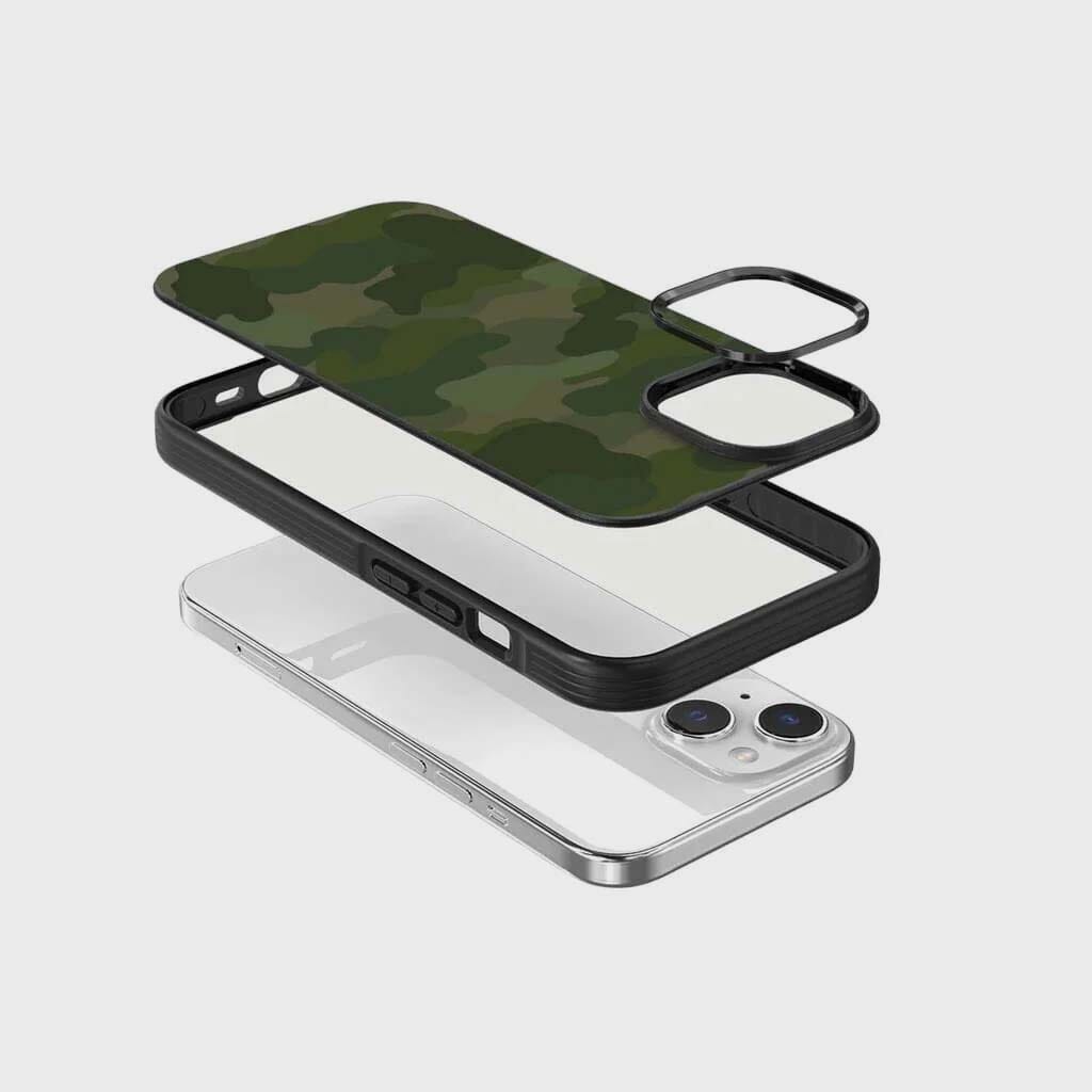 Durable MagSafe iPhone 13 Case with Green Camo Design - Perfect for Outdoor Adventures & Daily Protection