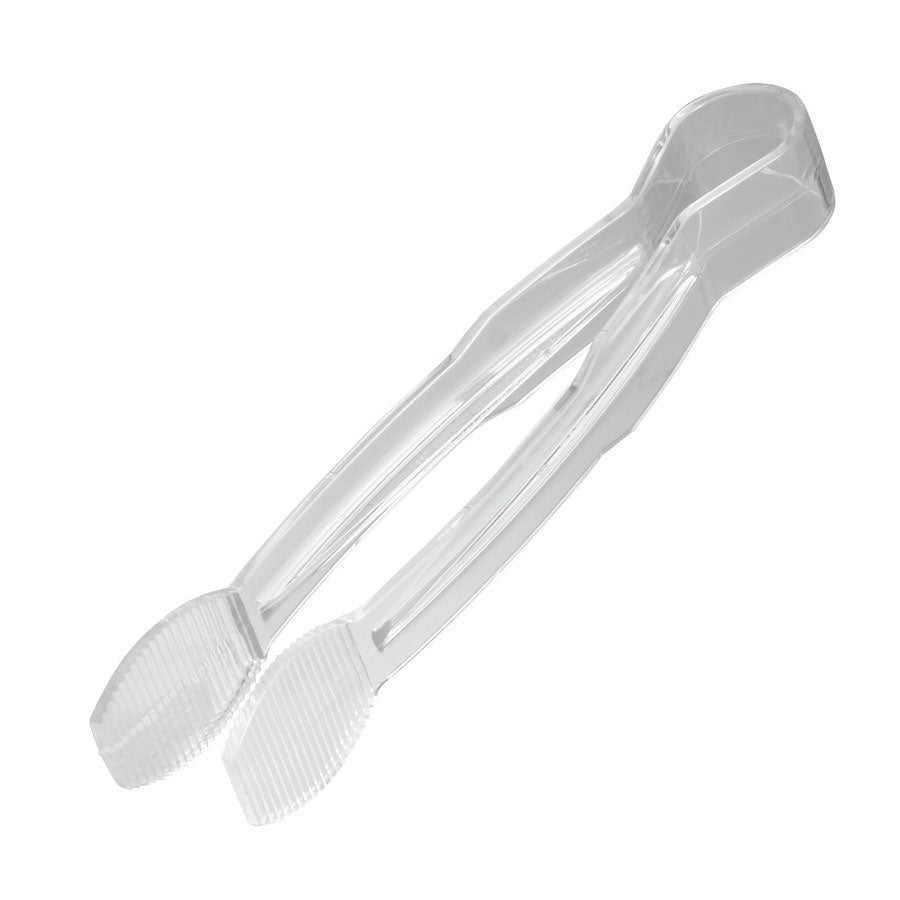 Cambro TG9135 Lugano Flat Grip Tongs - 9 Inch Clear Plastic Serving Tongs for Salad, Pasta, BBQ & Buffet Serving | Commercial Kitchen & Catering Essential