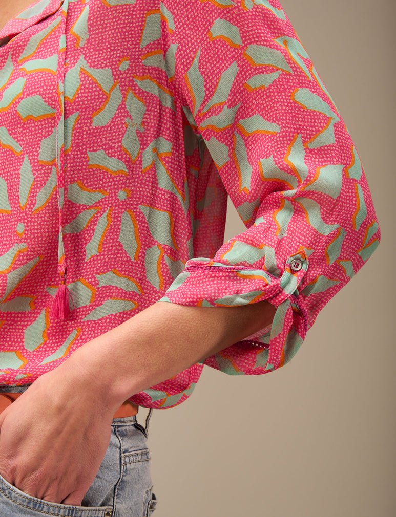 F25150 Chiffon Berry Print Blouse - Elegant Floral Summer Top for Women | Perfect for Office, Party & Date Night Outfits