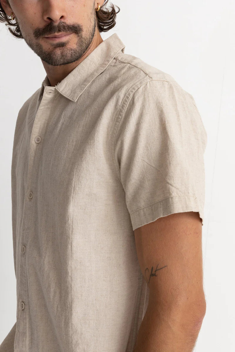 Classic Linen Shirt for Men - Breathable Sand Color Casual Button Down Shirt | Perfect for Summer, Beach Vacations & Outdoor Activities