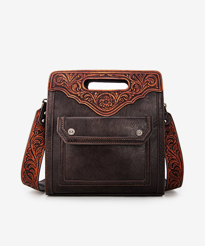 Trinity Ranch Floral Tooled Leather Crossbody Bag for Women - Stylish Western Handbag for Daily Use, Travel & Country Music Festivals