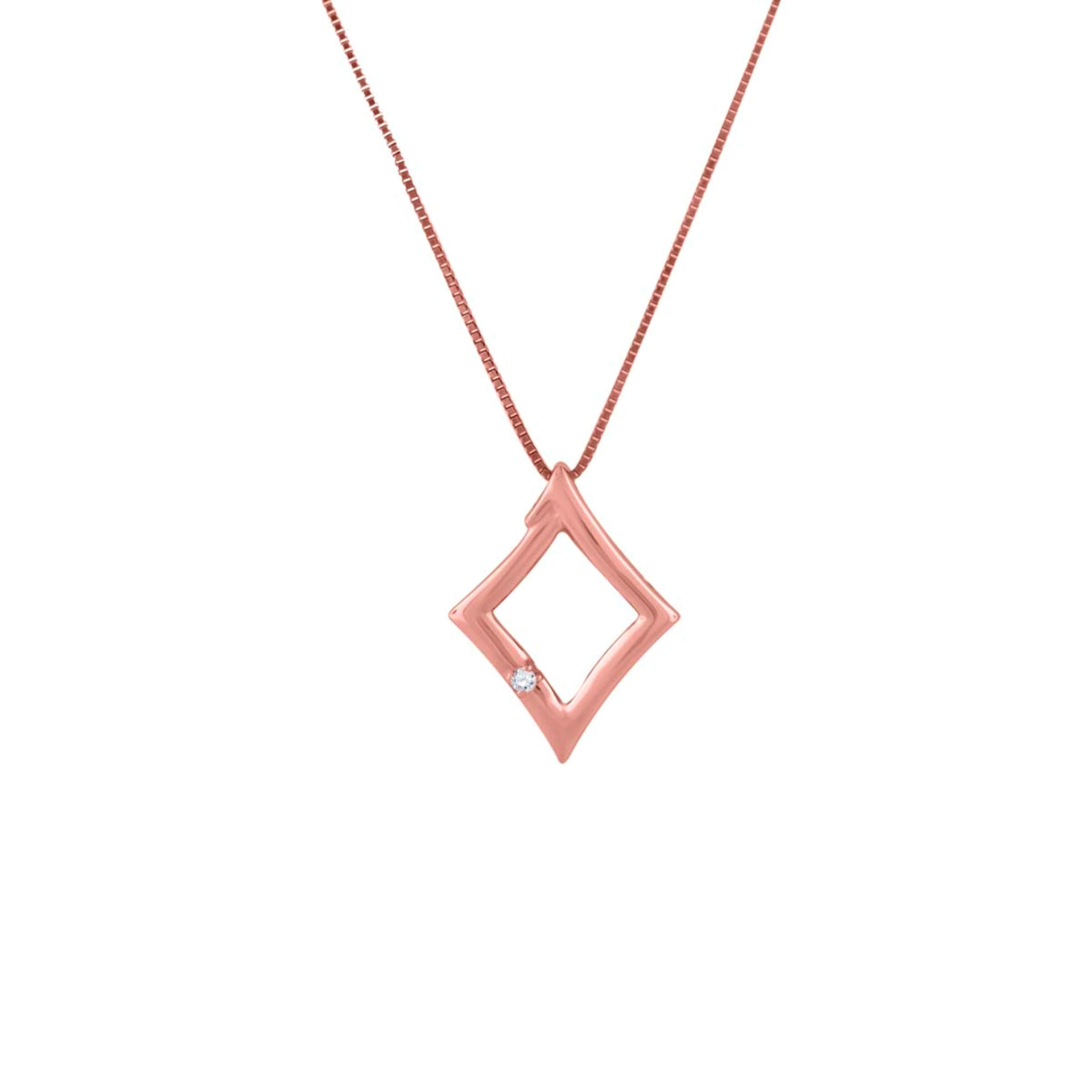 Aonejewelry 0.01 Carat Natural White Diamond Kite Shape Pendant Necklace for Women - 10K Rose, White & Yellow Gold Plated Over 925 Sterling Silver, 18