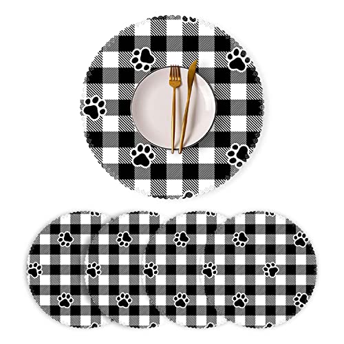 Black and White Plaid Dog Paws