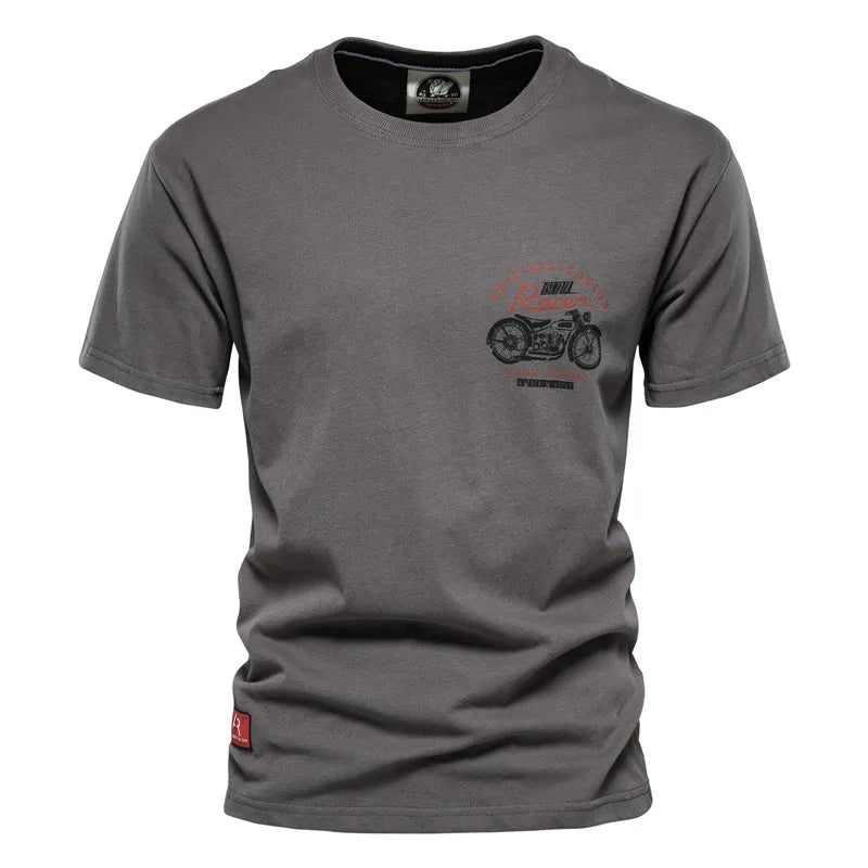 Men's Big Printed T-Shirt - 100% Cotton Casual Solid Color Crew Neck Tee | Summer Streetwear Fashion | Perfect for Daily Wear, Gym & Outdoor Activities