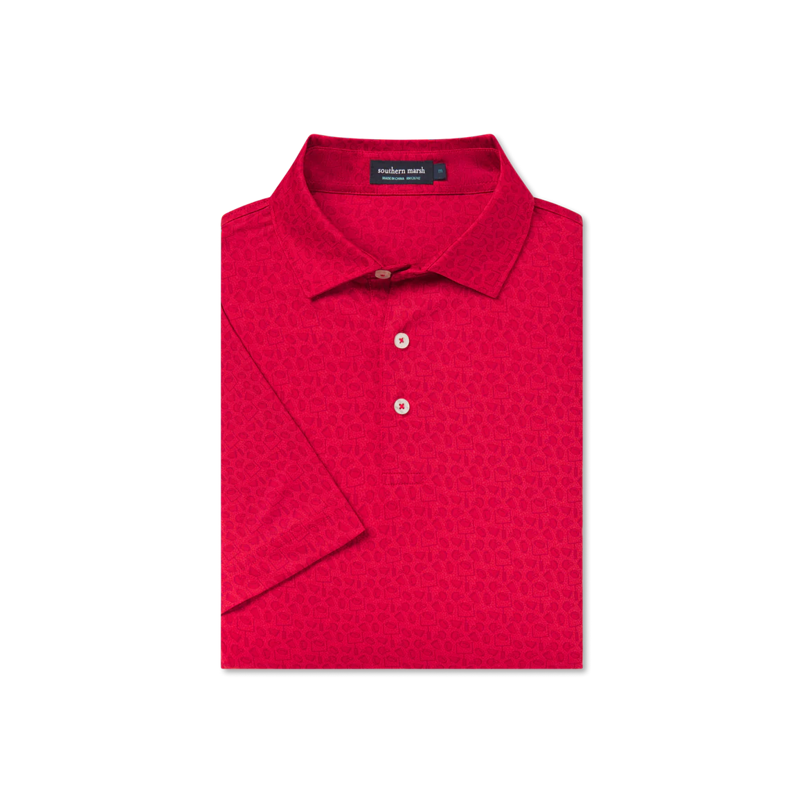 Southern Marsh Men's Performance Polo Shirt - Moisture Wicking, Breathable Golf & Casual Wear - Red Goal Line Design for Sports & Outdoor Activities