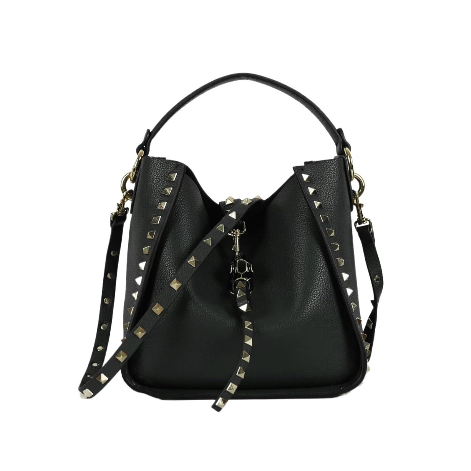 Genuine Leather Women's Bucket Bag - Stylish Rivet Shoulder Handbag for Ladies, Fashion Casual Tote Purse | Perfect for Work, Travel & Everyday Use