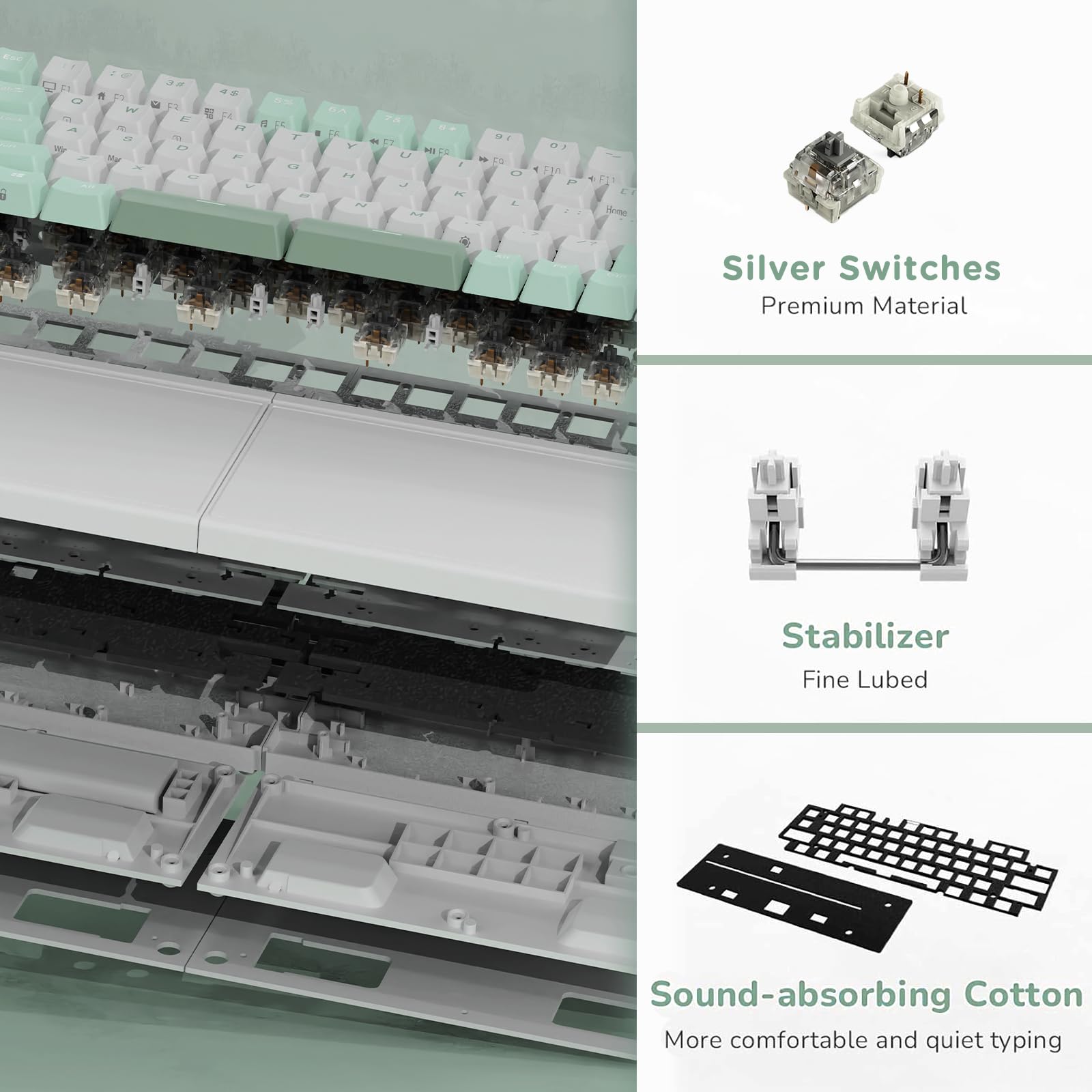 RK RKS70 Wireless Mechanical Keyboard - 75% RGB, Hot Swappable for Gaming & Office (Win/Mac)