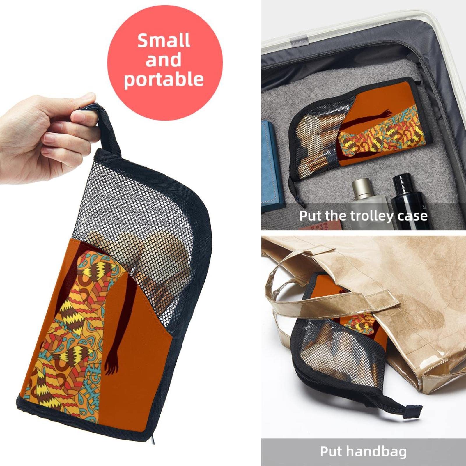12-Piece Makeup Brush Organizer Bag with African Tropical Print - Portable Travel Cosmetic Brush Holder Case for Women - Perfect for Travel, Home & Salon Use