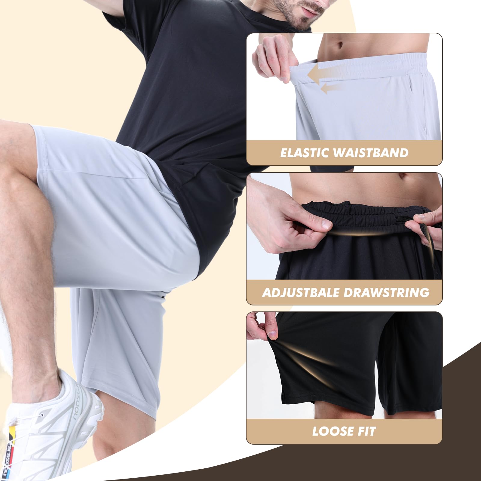 7 Pack Men's Athletic Shorts - Quick Dry Gym Basketball Running Workout Shorts with Pockets | Performance Casual Wear for Sports & Outdoor Activities
