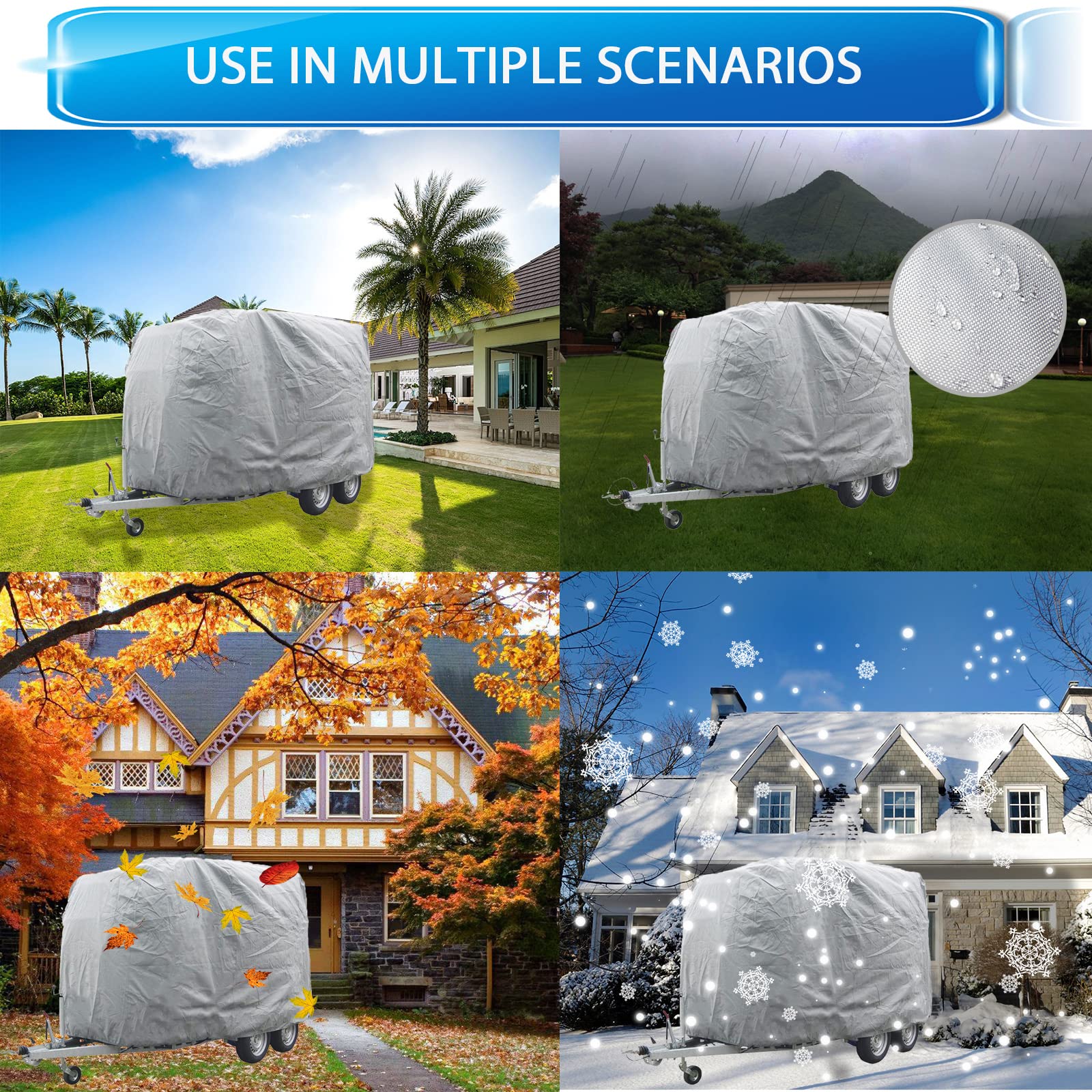 Heavy Duty Horse Trailer Cover - 420D Oxford Fabric with UV Protection, Waterproof & Dustproof - Universal Fit (16x8x10ft) - Includes Storage Bag - Perfect for Outdoor Horse Trailer Protection & Travel