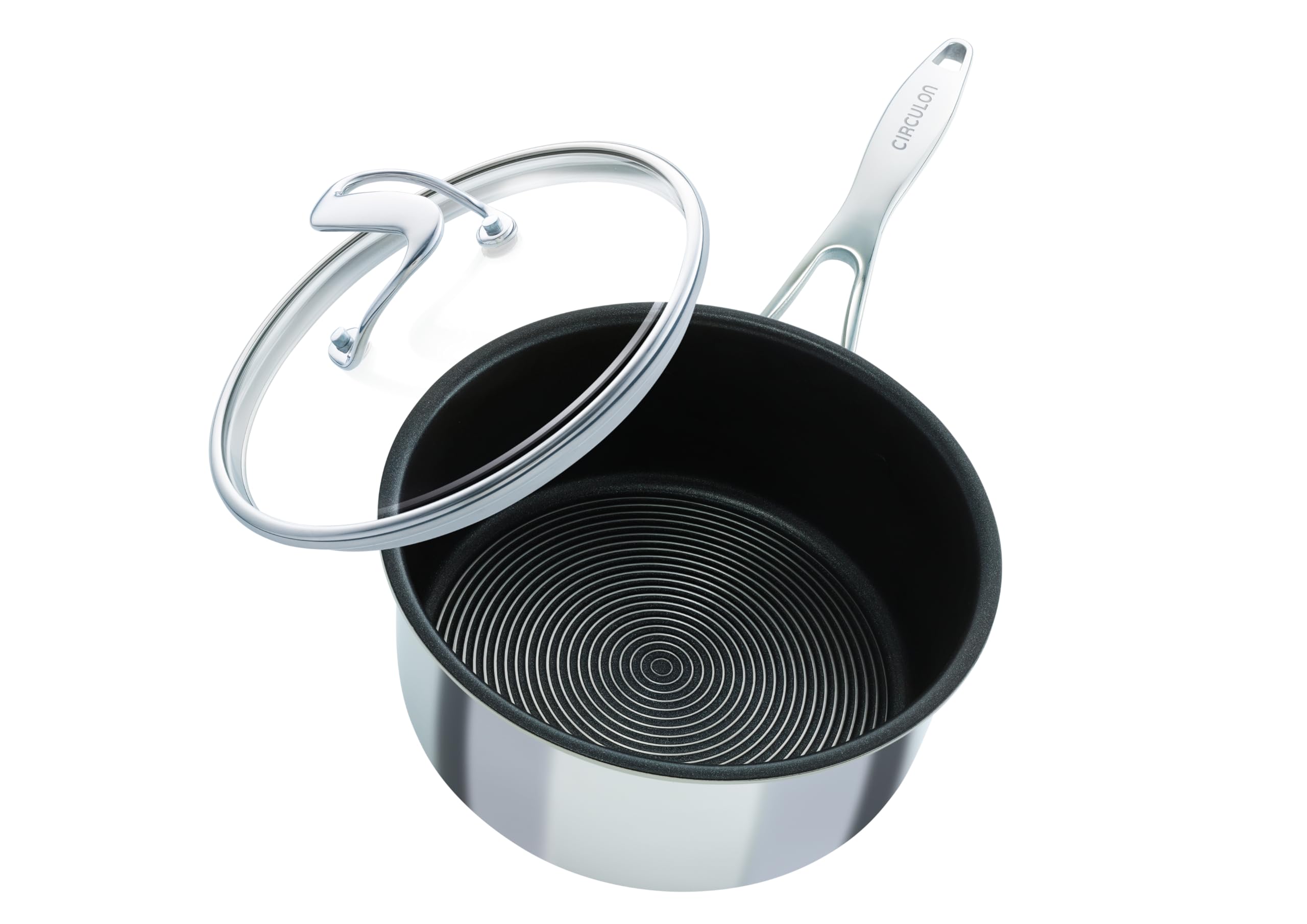 Circulon SteelShield C Series 20cm Stainless Steel Saucepan with Lid - 2.8L Induction Compatible, Hybrid Non-Stick, Metal Utensil & Dishwasher Safe Cookware - Perfect for Soups, Sauces, and Everyday Cooking